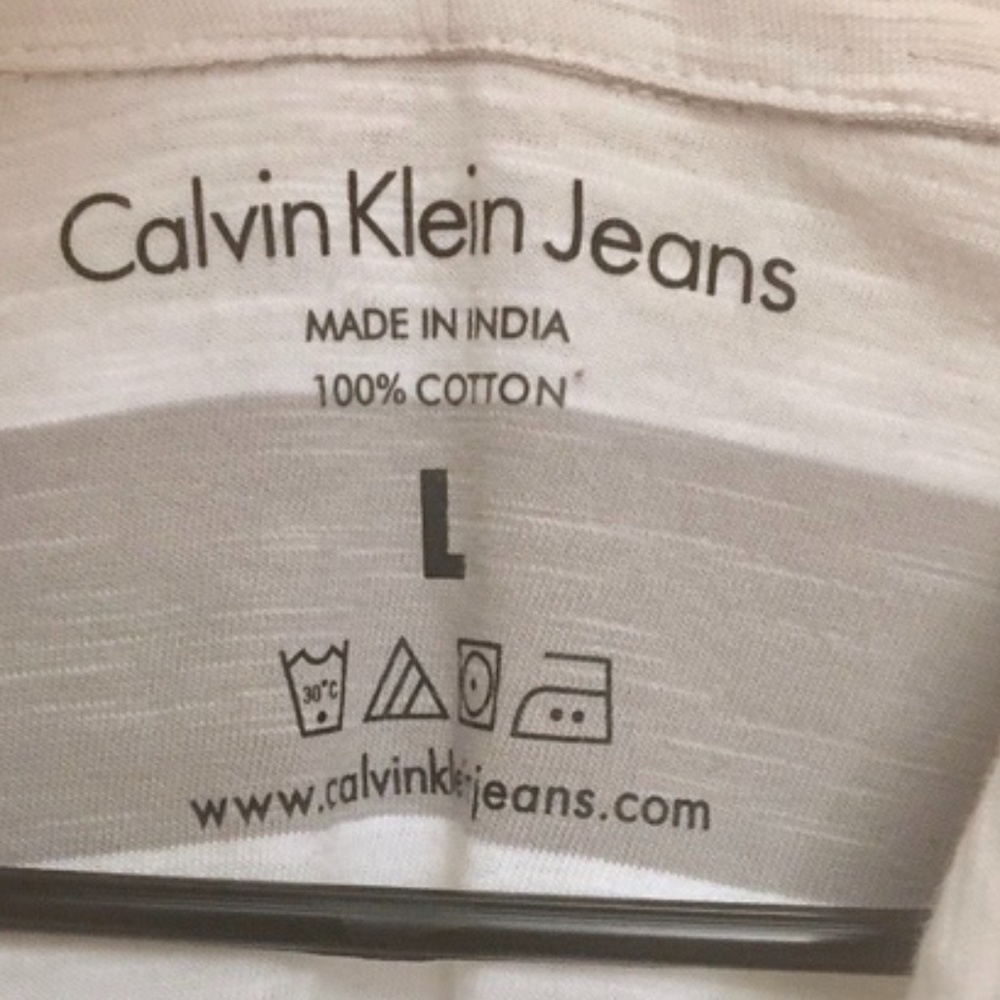 Calvin Klein Gray & White Striped Polo Shirt - Picture 4 of 5